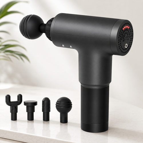 Percussion Massage Gun | Deep Tissue Recovery with 4 Heads & 6 Speeds